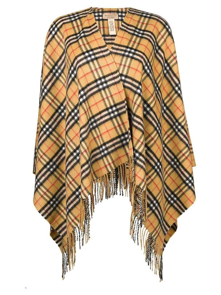 Burberry Vintage Check Cashmere Wool Poncho - Yellow