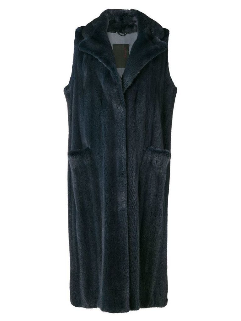 Liska sleeveless long coat - Blue