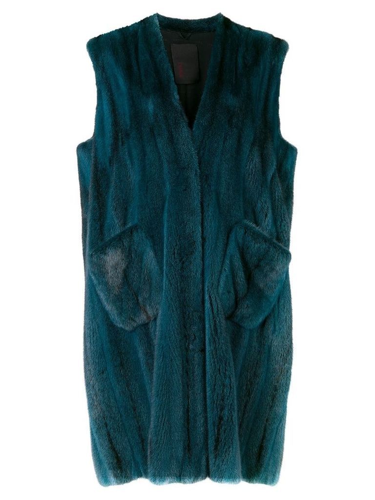 Liska sleeveless long coat - Blue