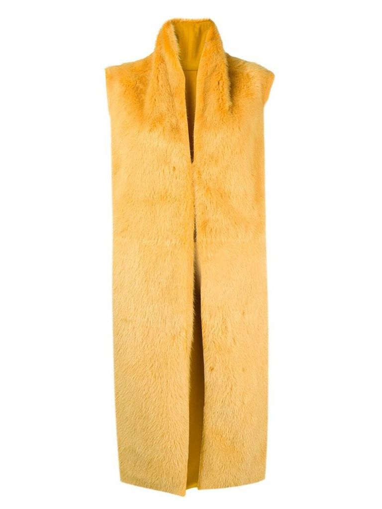 Liska sleeveless fur coat - Yellow