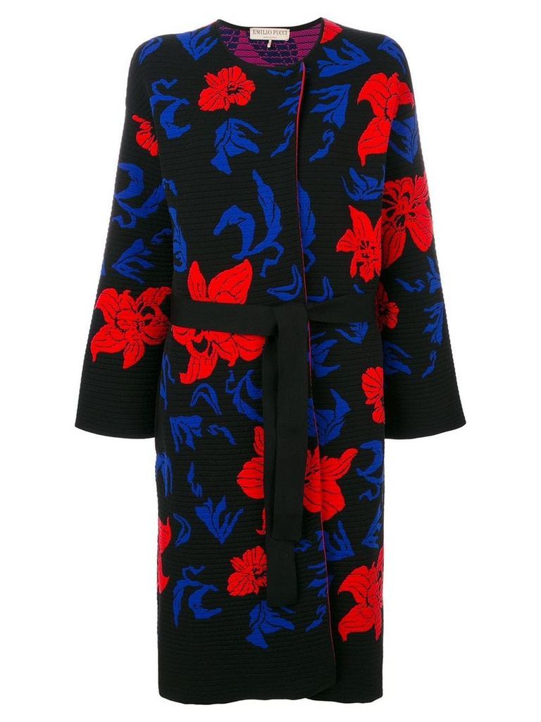 Emilio Pucci knit belted overcoat - Black