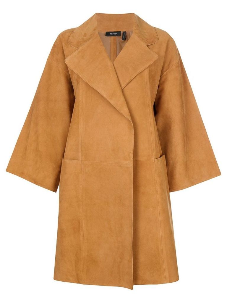 Theory oversized cropped sleeve coat - Brown