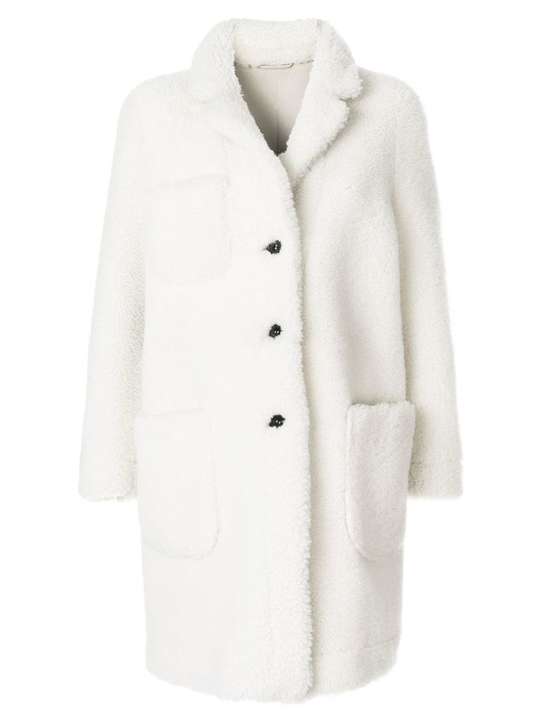 Thom Browne Reversible Dyed Shearling Sack Overcoat - White