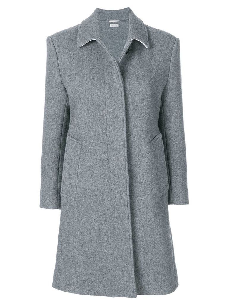 Thom Browne Unlined Bal Collar Overcoat In Boiled Wool - Grey