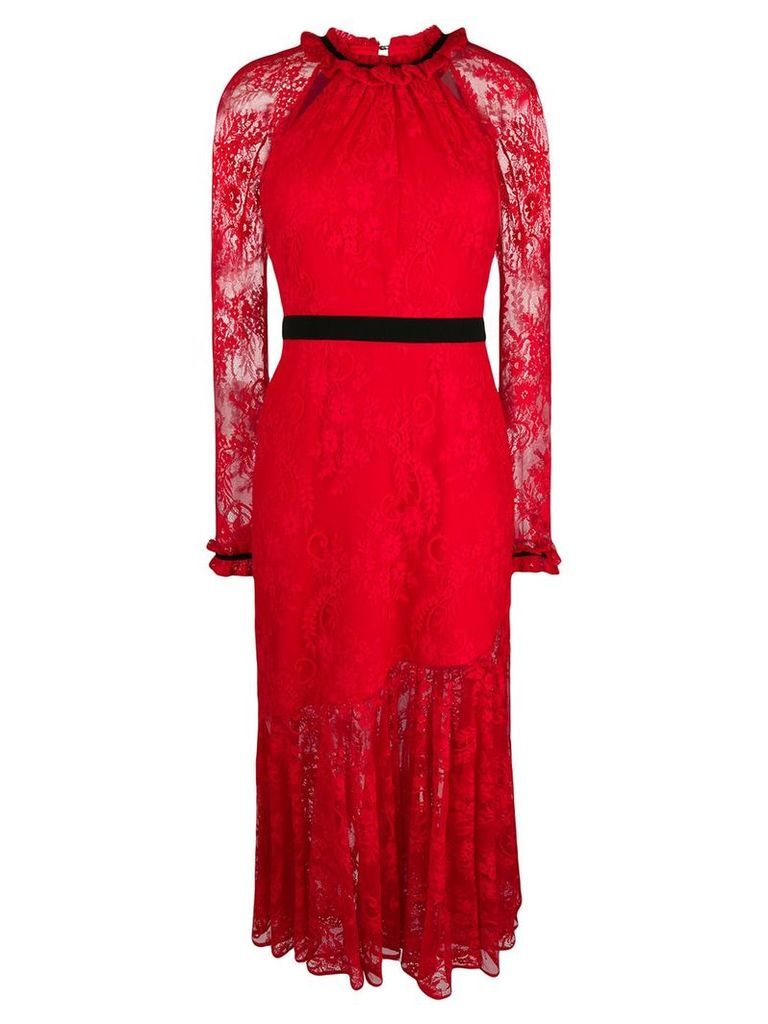 Three Floor lace pattern dress - Red