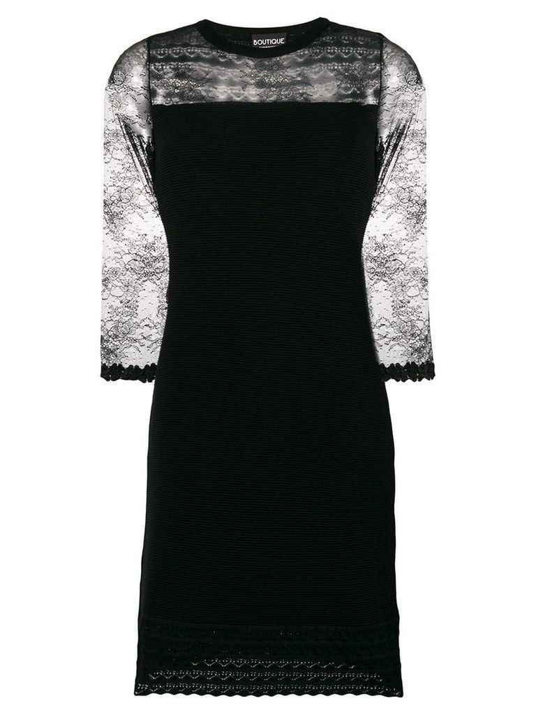 Boutique Moschino lace insert knit cocktail dress - Black