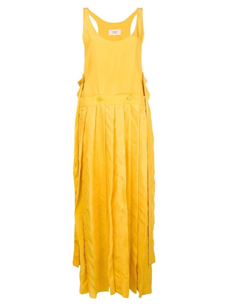 Ports 1961 pleated asymmetric-hem dress - Yellow