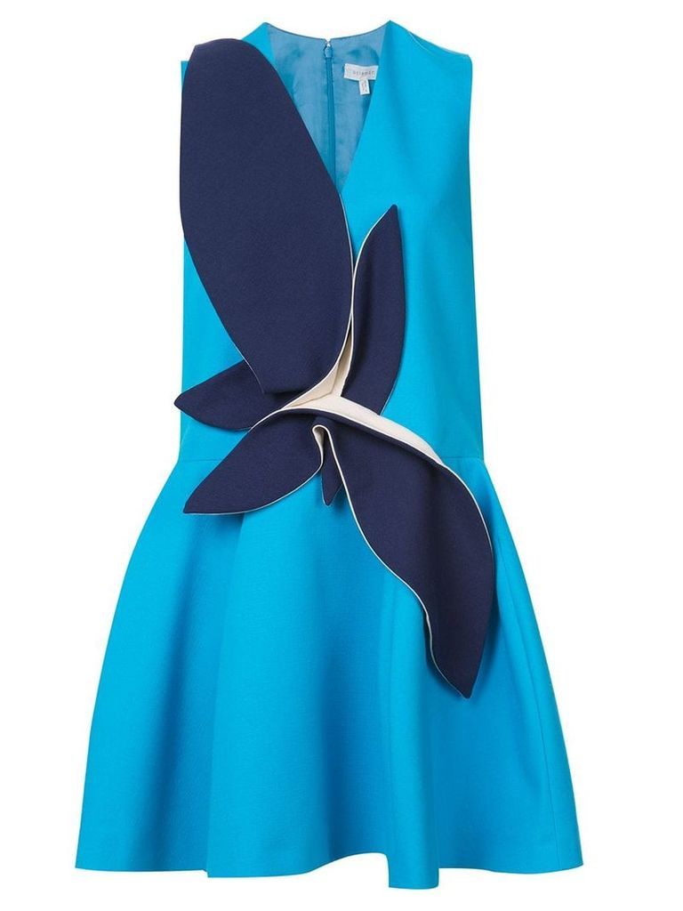 Delpozo contrast patch flared dress - Blue