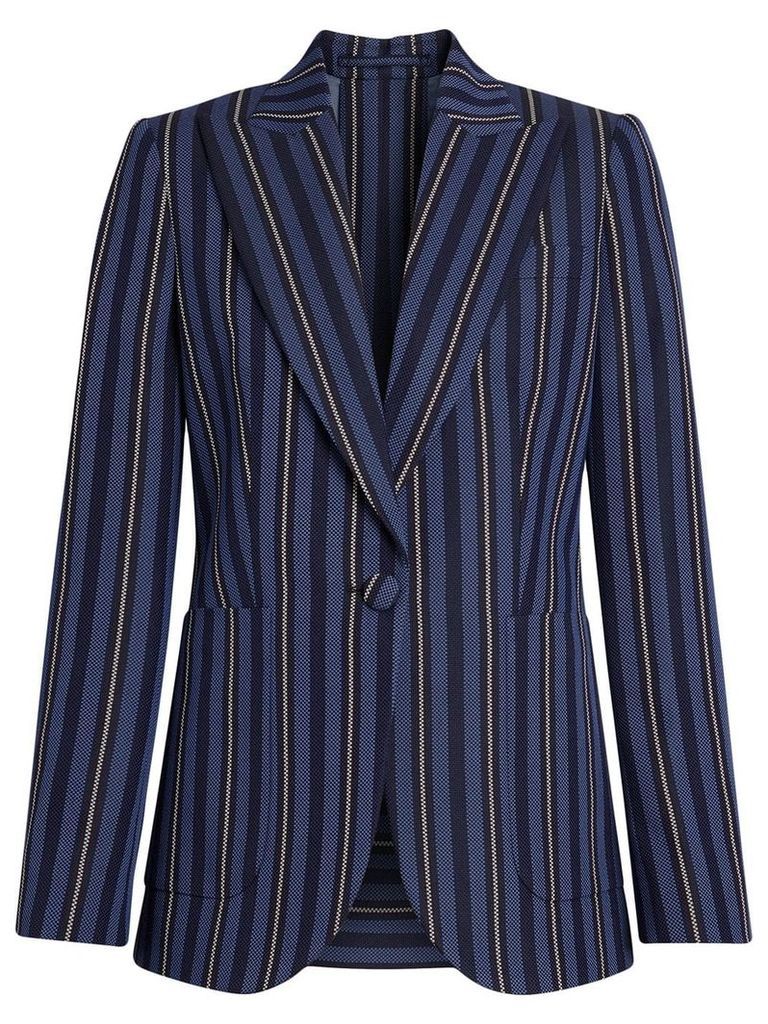 Burberry Collegiate Stripe Wool Blend Blazer - Blue