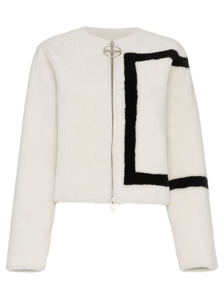 Givenchy border print shearling jacket - White
