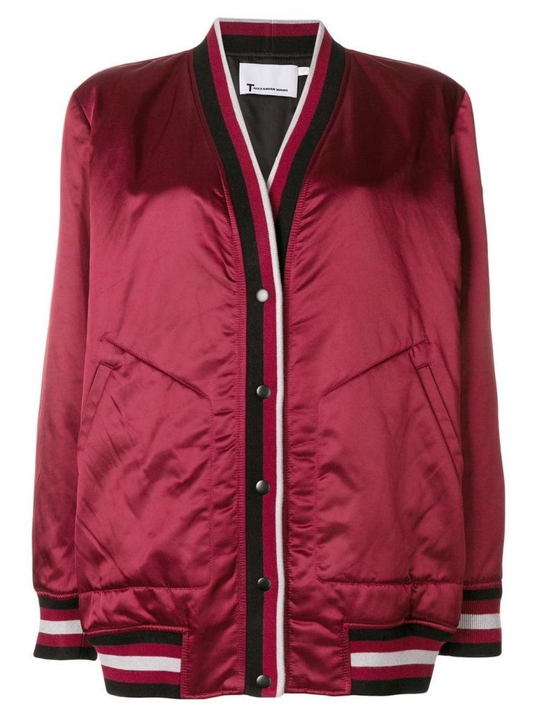 T By Alexander Wang rib trimmed cardigan jacket - Red