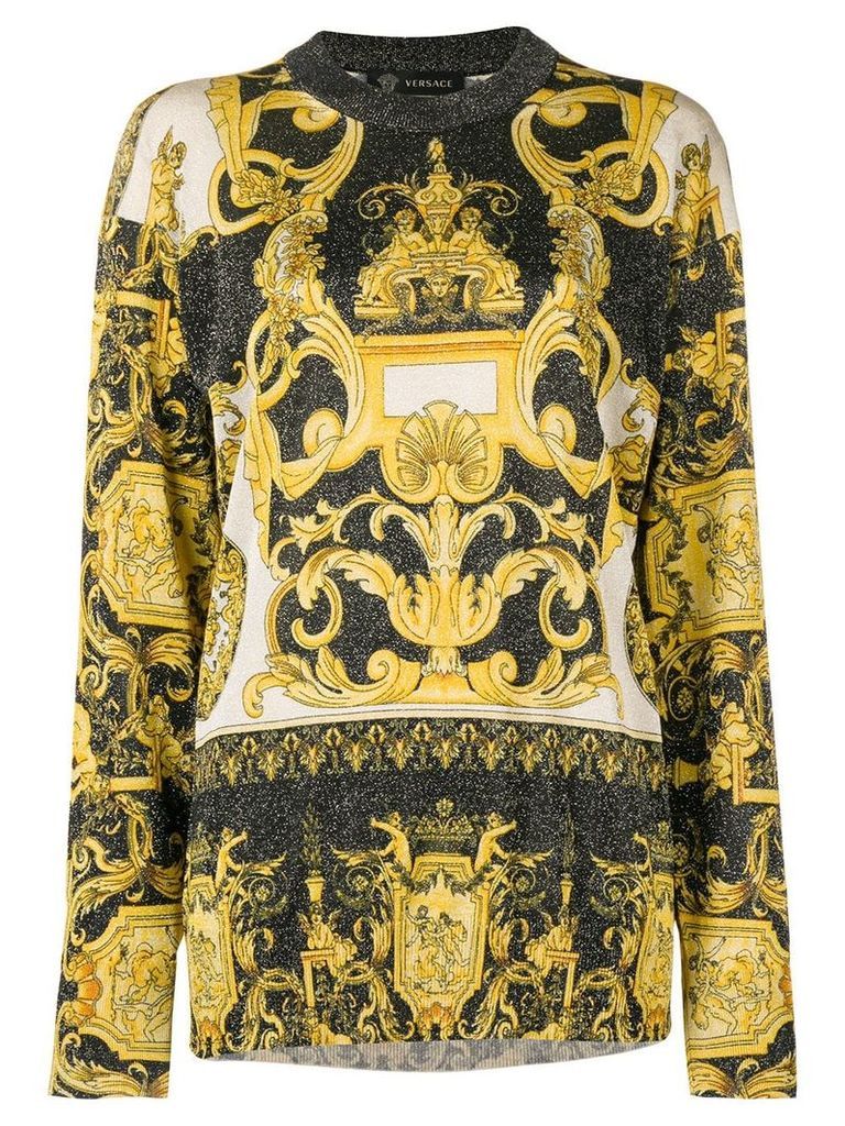 Versace Baroque print glittered jumper - Yellow