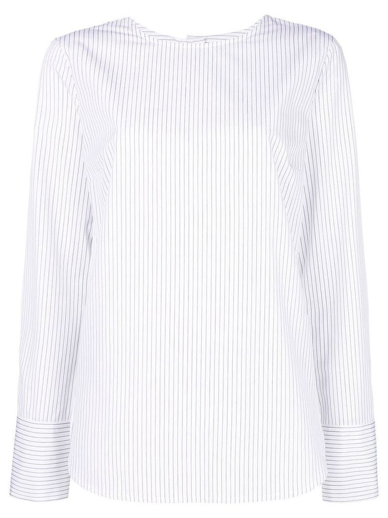 Odeeh striped round neck blouse - White