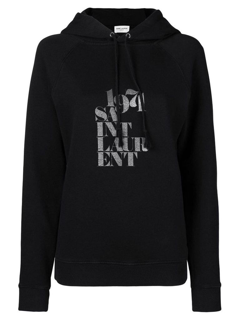 Saint Laurent logo-print hoodie - Black