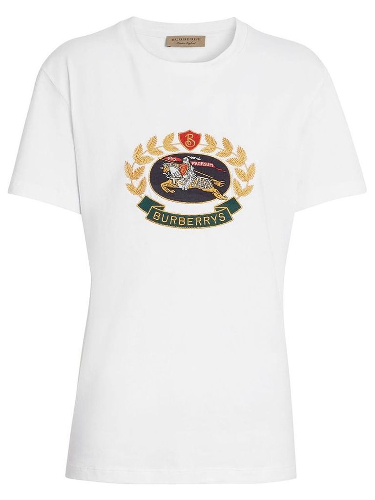 Burberry embroidered archive logo T-shirt - White