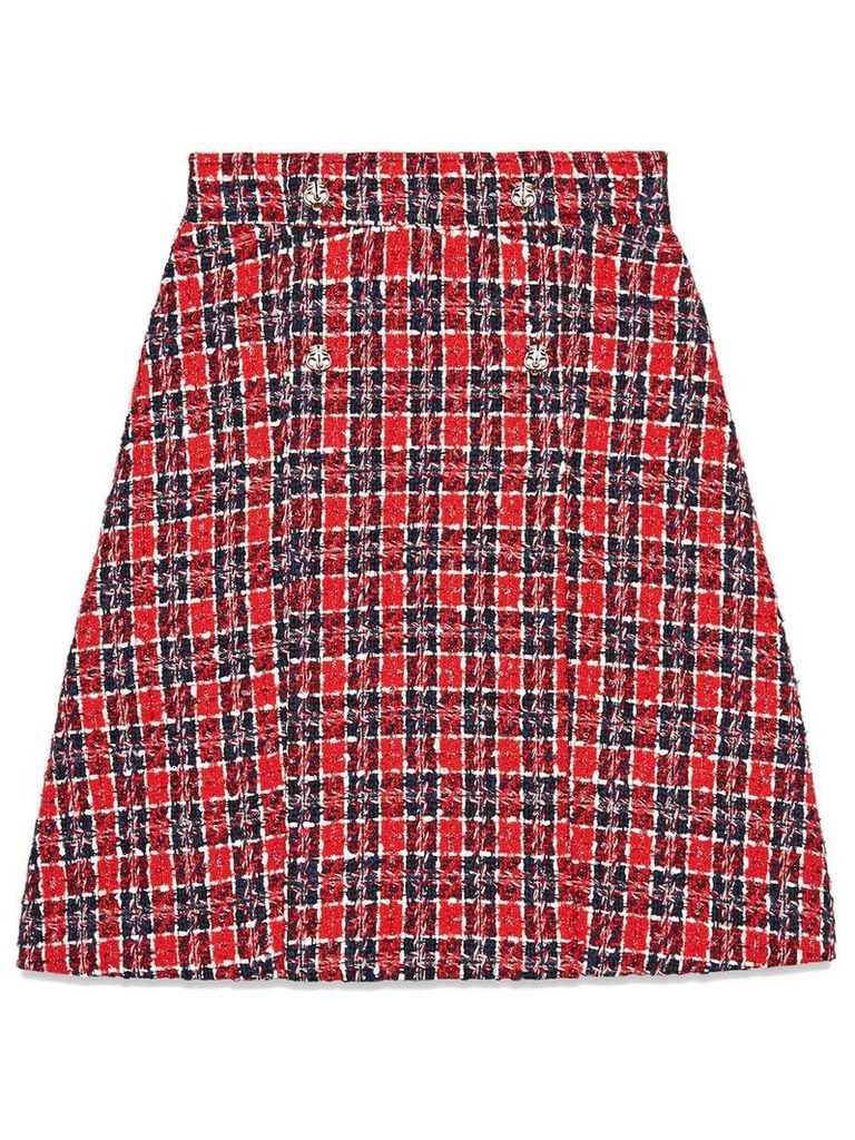 Gucci Tweed check A-line skirt - Red