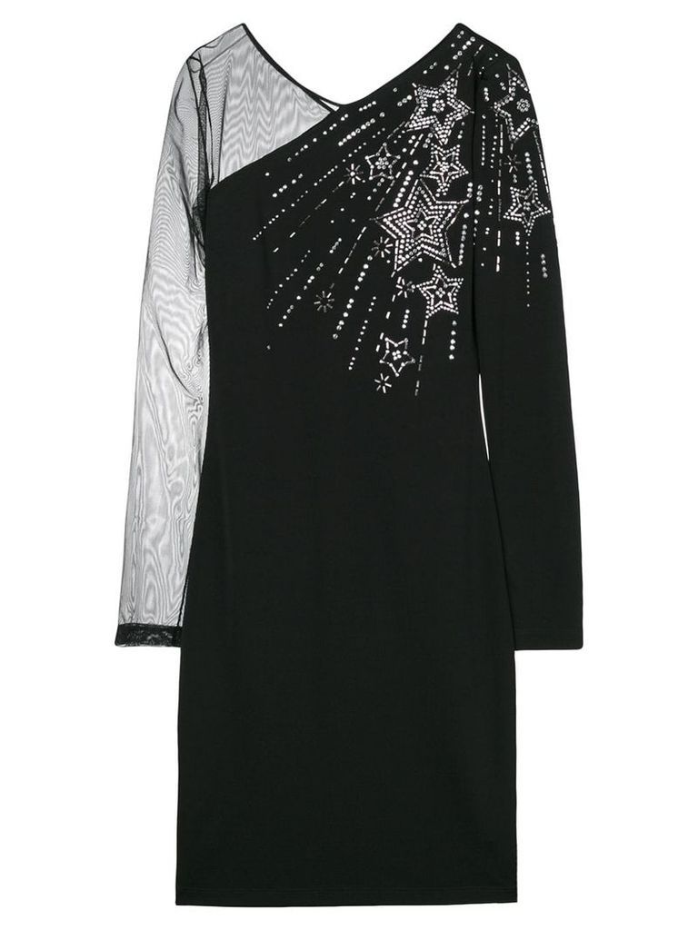 Just Cavalli embellished sheer sleeve dress - Black