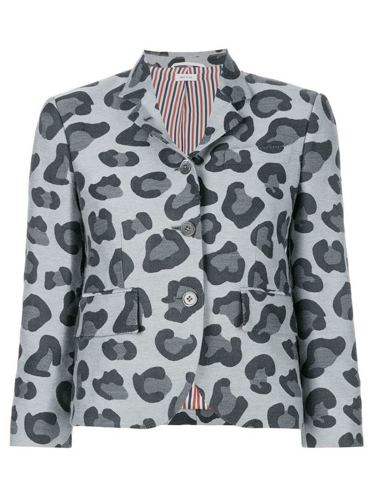 Thom Browne Leopard Wool & Silk Jacquard Sport Coat - Grey