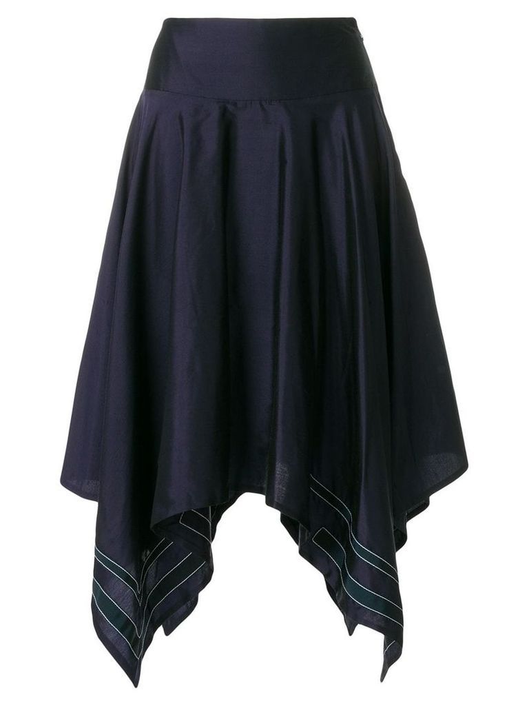 Thom Browne Scarf Hemline Below-knee Silk Skirt - Blue