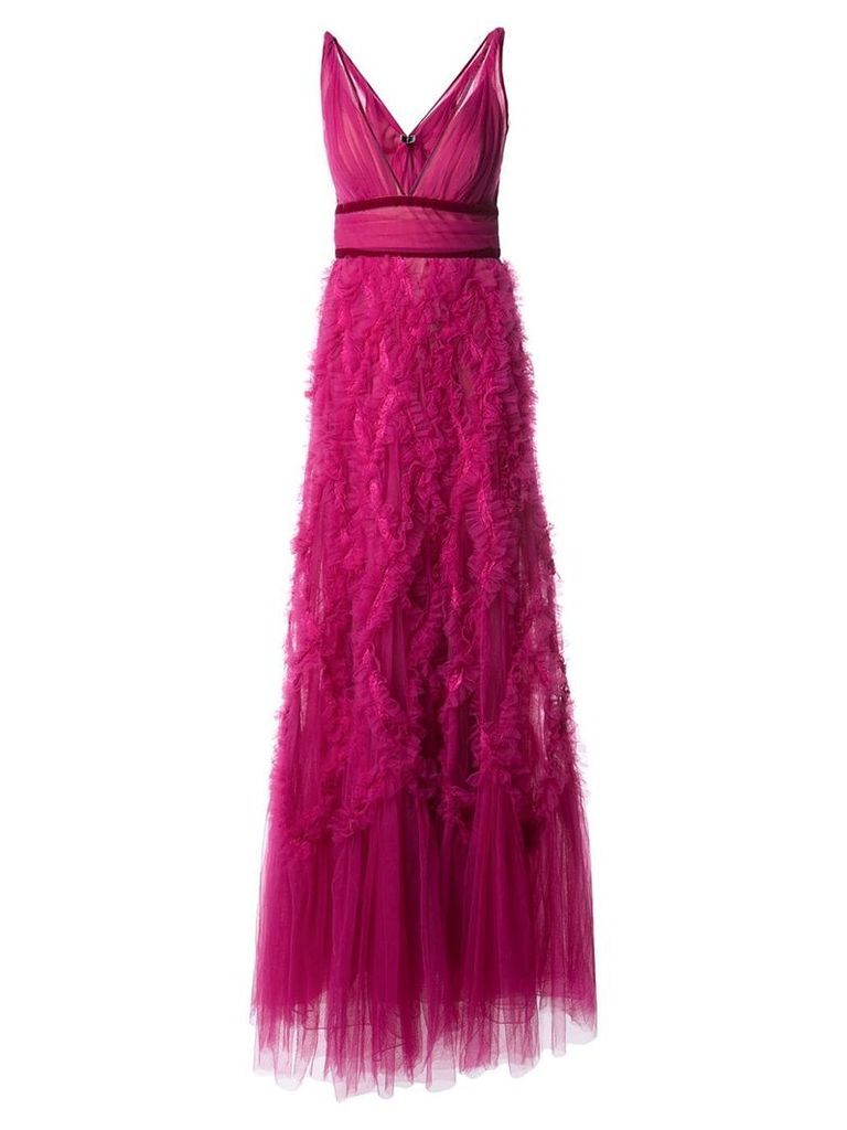 Marchesa Notte ruffled tulle gown - PINK