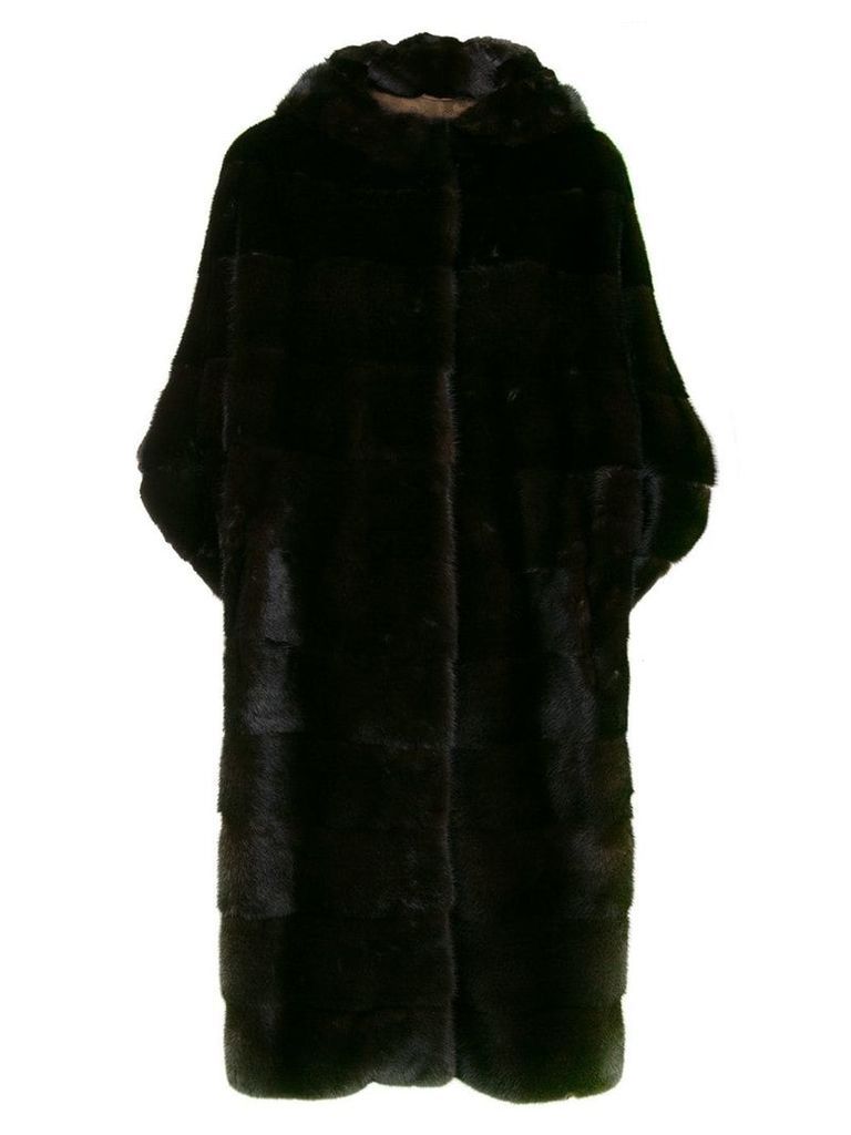 Liska cropped sleeves fur coat - Brown
