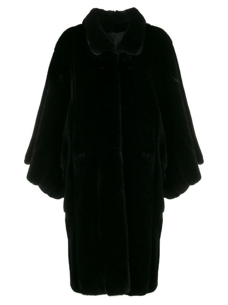 Liska cropped sleeves fur coat - Black