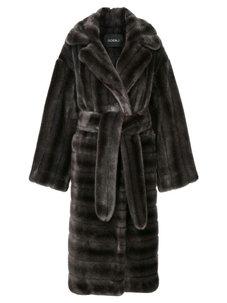 Goen.J oversized faux-fur coat - Grey