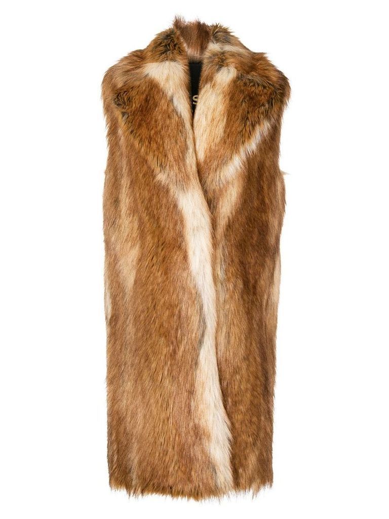 Philosophy Di Lorenzo Serafini faux fur sleeveless coat - Brown