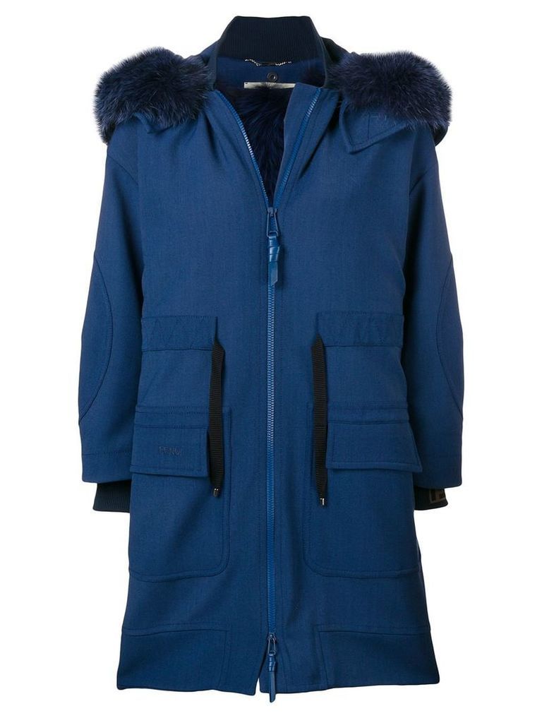 Fendi hooded parka coat - Blue