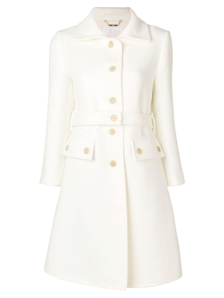 Chloé single breasted belted coat - White