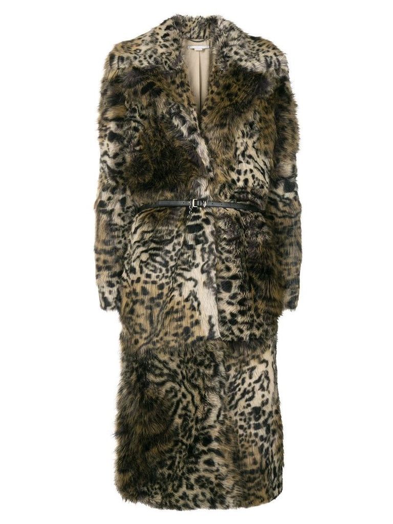Stella McCartney leopard print faux-fur coat - Brown