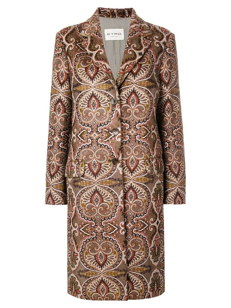 Etro patterned cocoon coat - NEUTRALS