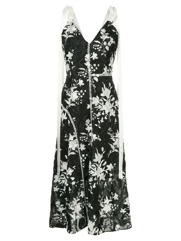 Goen.J fringed floral printed dress - Black