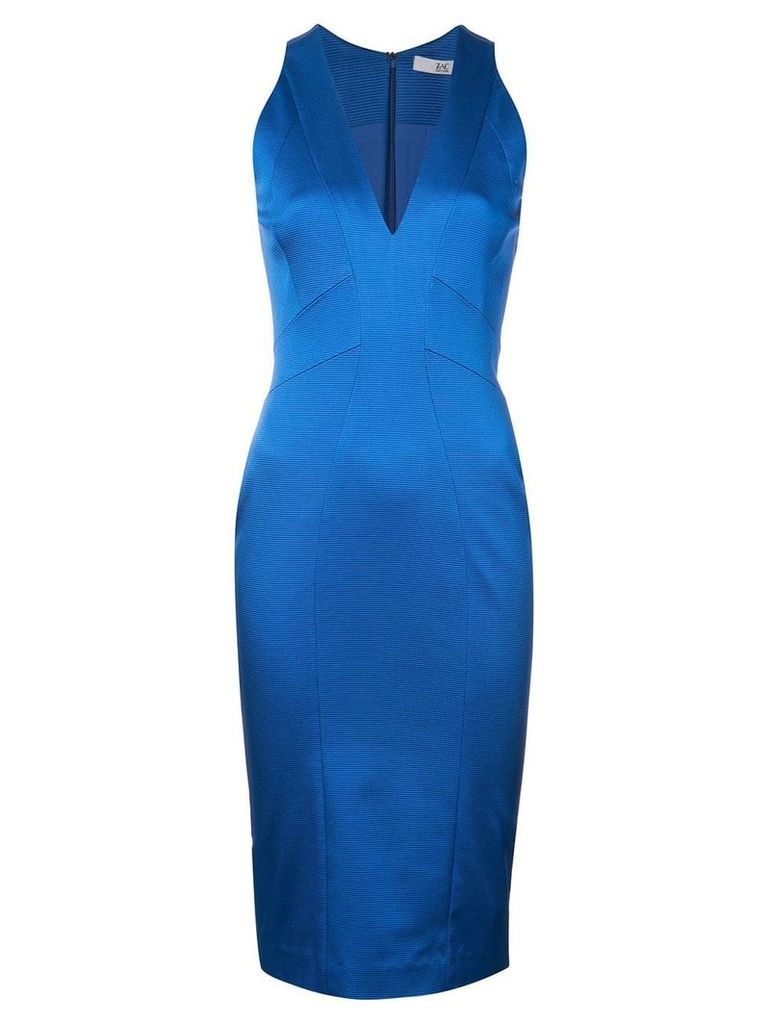 Zac Zac Posen fitted silhouette v-neck dress - Blue