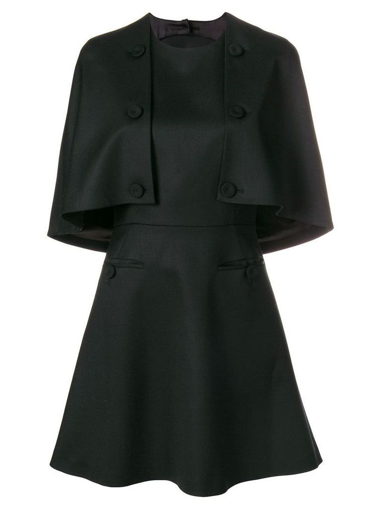 Sara Battaglia front buttons detail a-line dress - Black