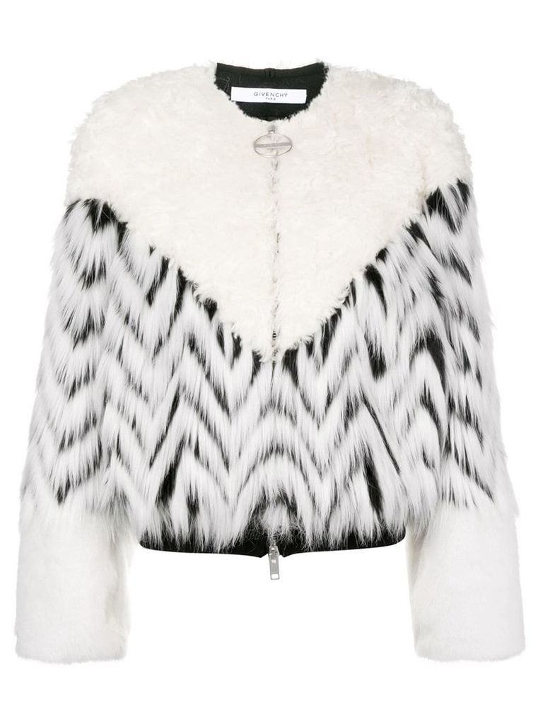 Givenchy faux fur patchwork bomber - White