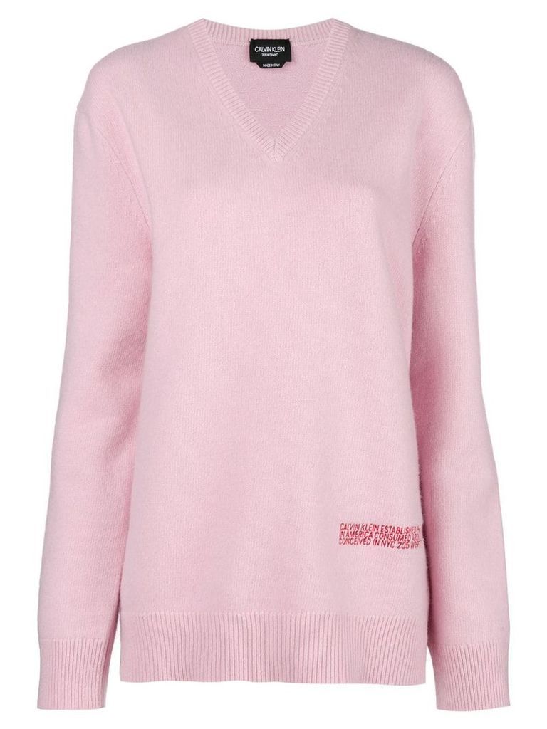 Calvin Klein 205W39nyc logo v-neck sweater - Pink