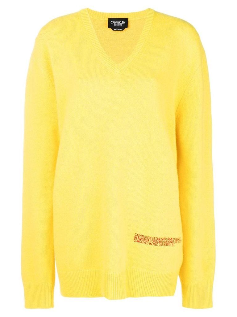 Calvin Klein 205W39nyc v neck oversized jumper - Yellow