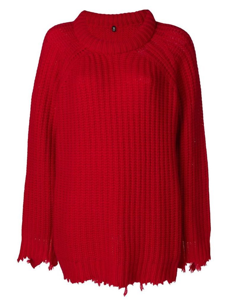 R13 distressed loose sweater - Red