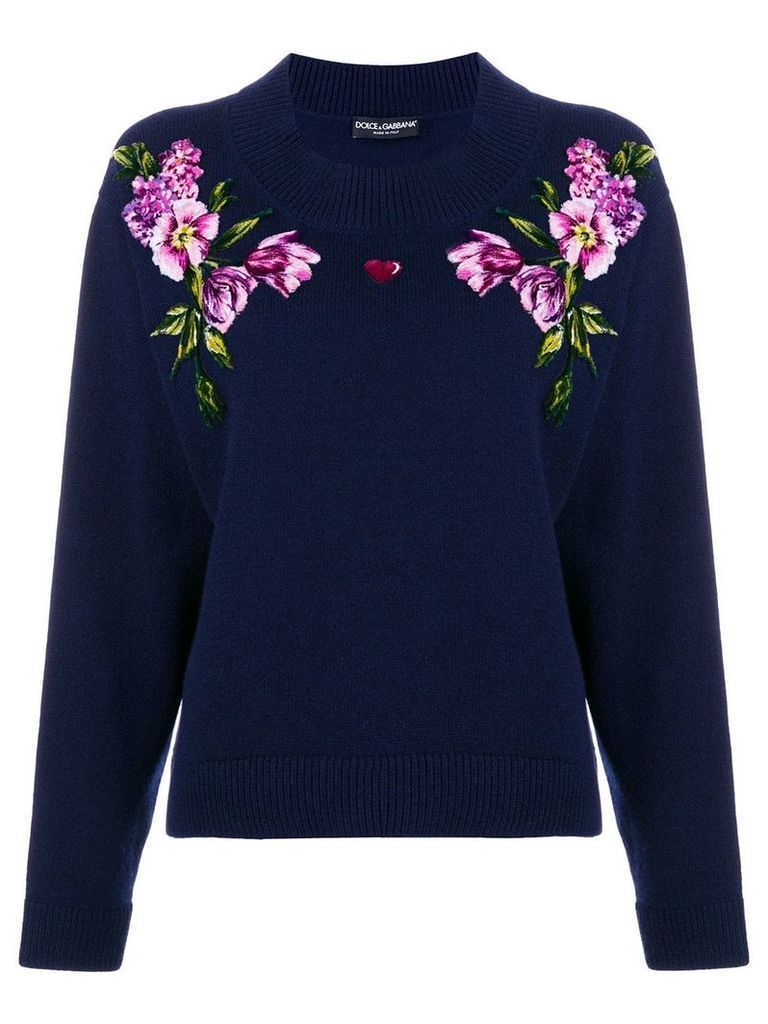 Dolce & Gabbana flower knit jumper - Blue