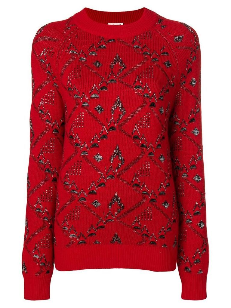 Saint Laurent motif knit jacquard jumper - Red