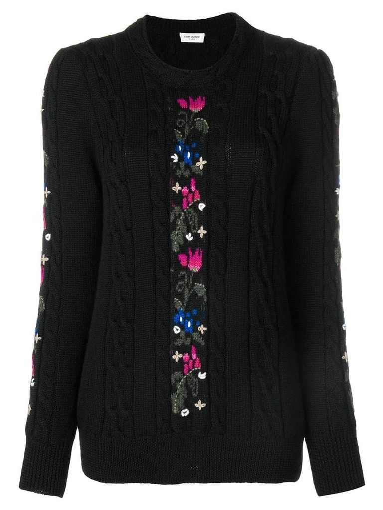 Saint Laurent floral knit sweater - Black