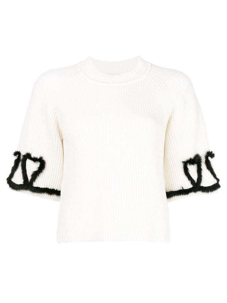 Fendi ribbed knitted top - White
