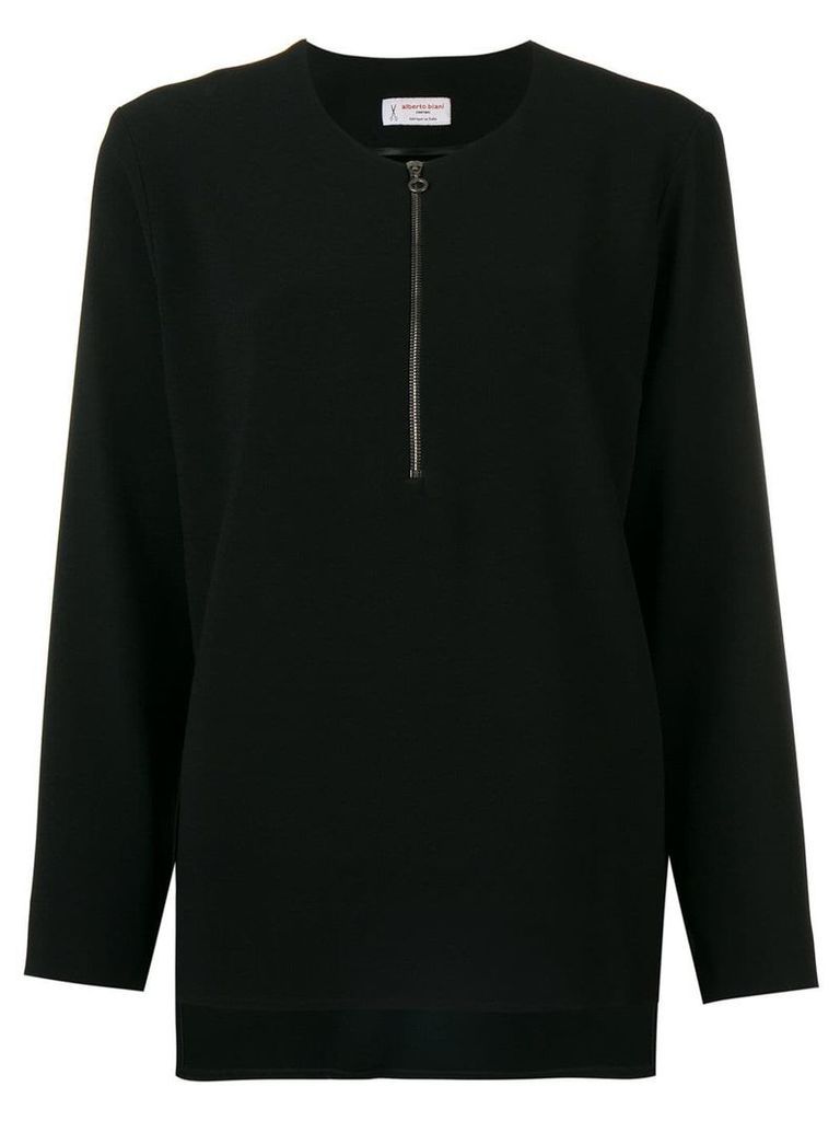 Alberto Biani zip front flared blouse - Black