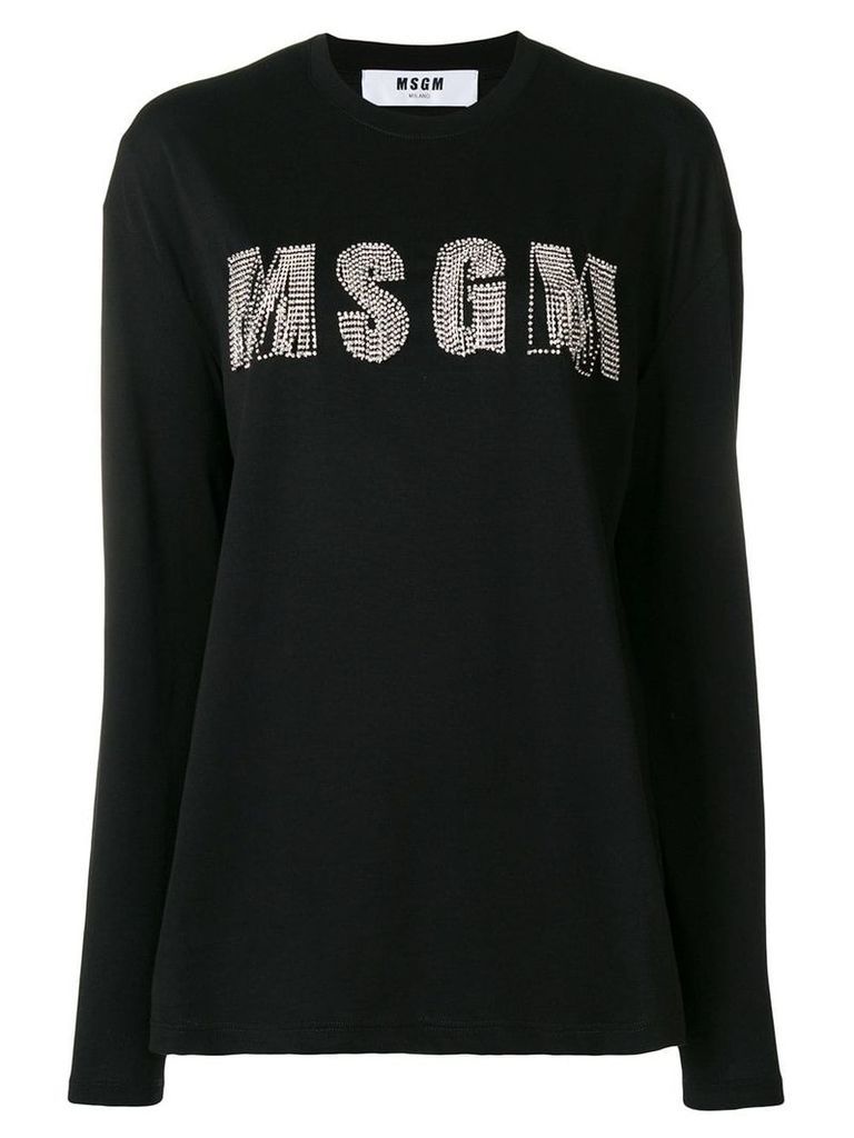 MSGM rhinestone logo top - Black