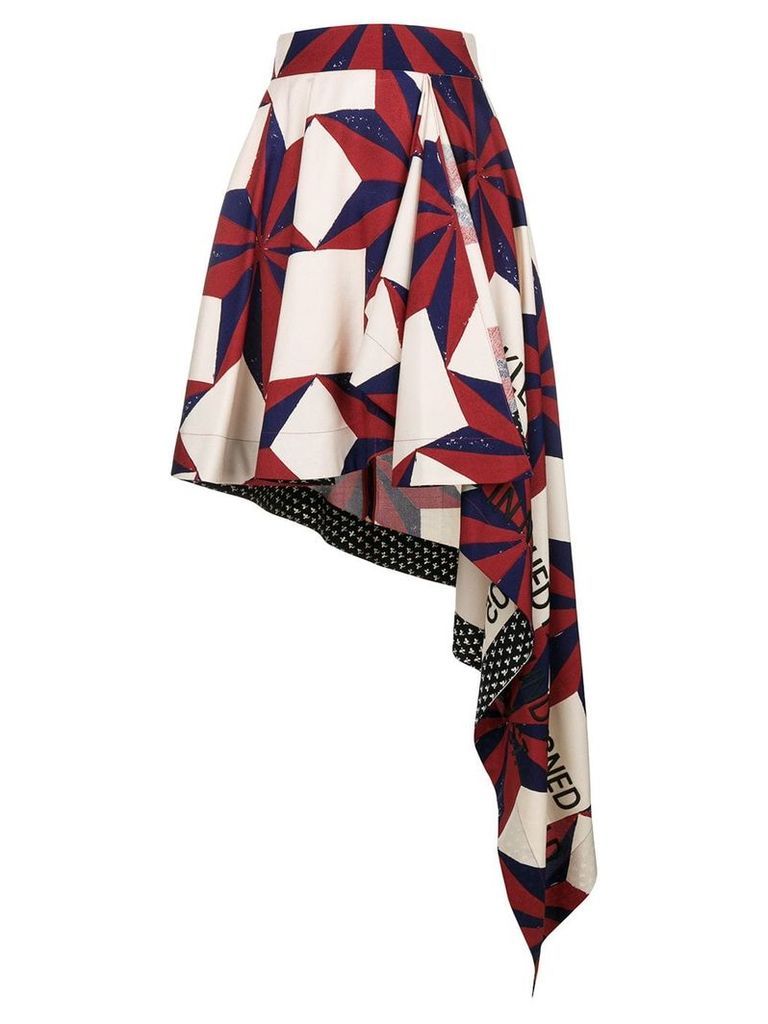 Calvin Klein 205W39nyc mixed-print asymmetric skirt - Red