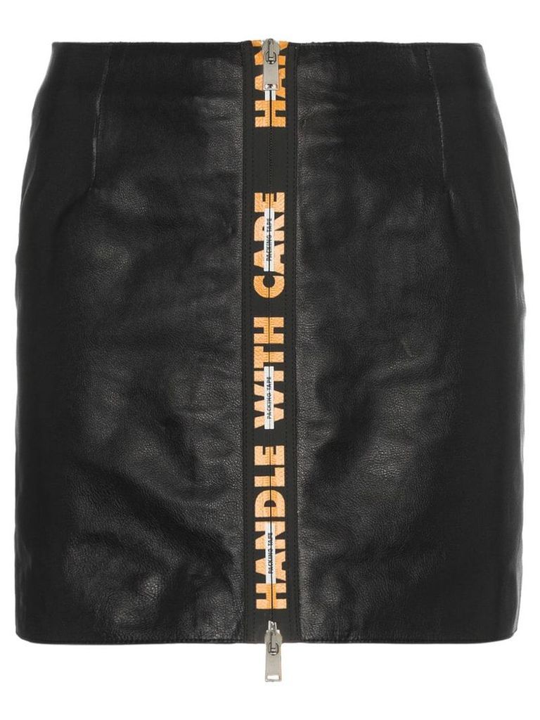 Heron Preston Handle With Care high waist leather mini skirt - Black
