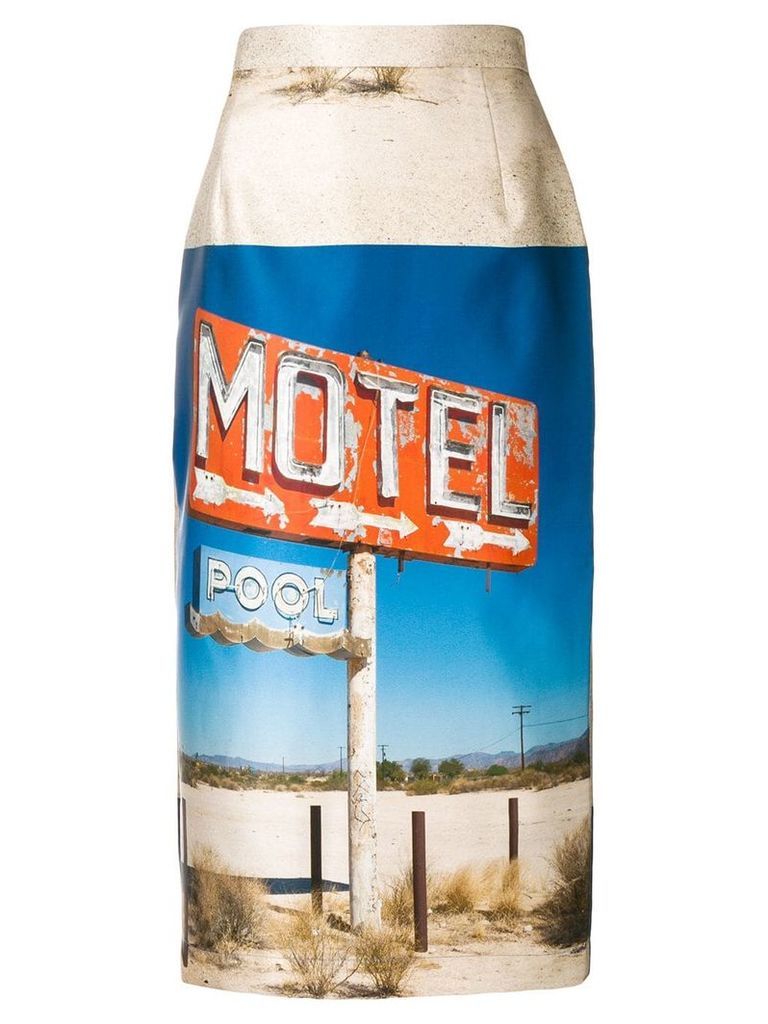Nº21 motel-print pencil skirt - Blue