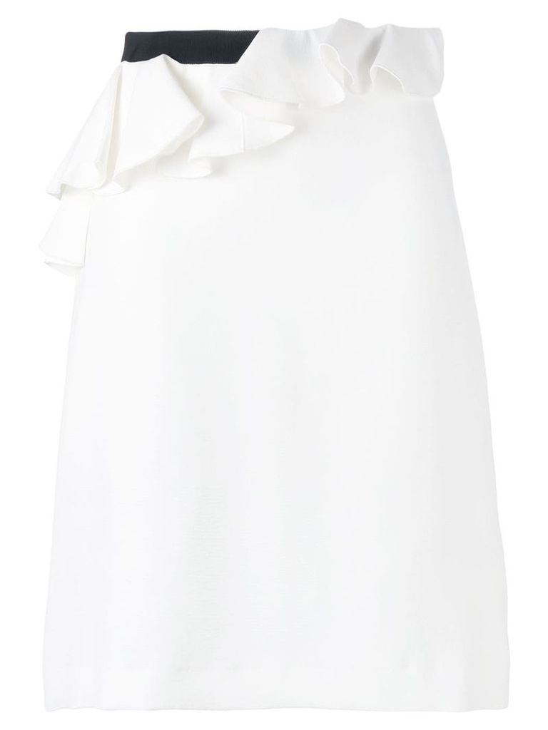 Giambattista Valli ruffled straight skirt - White