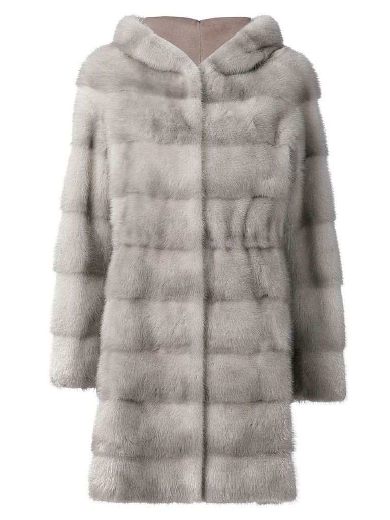 Liska panneled hooded coat - Grey